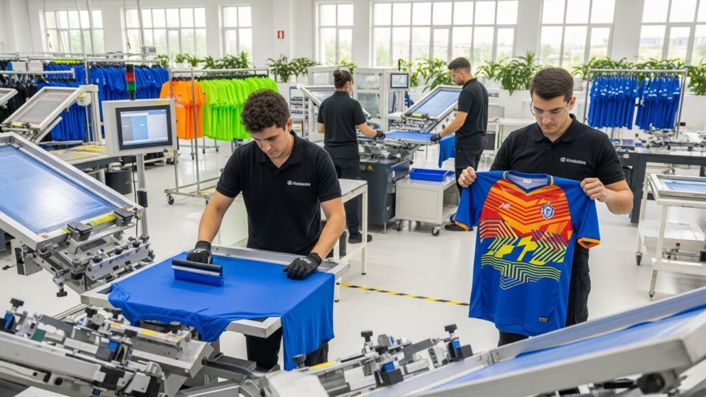 Eco-friendly sportswear printing using water-based inks on custom jerseys