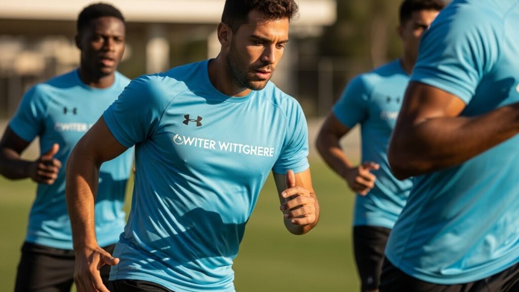 Athletes wearing sportswear optimized for fabric weight and breathability