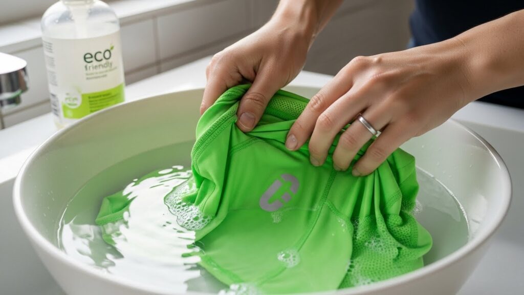 Neatly folded durable sportswear showing fabric details for longevity sportswear last longer