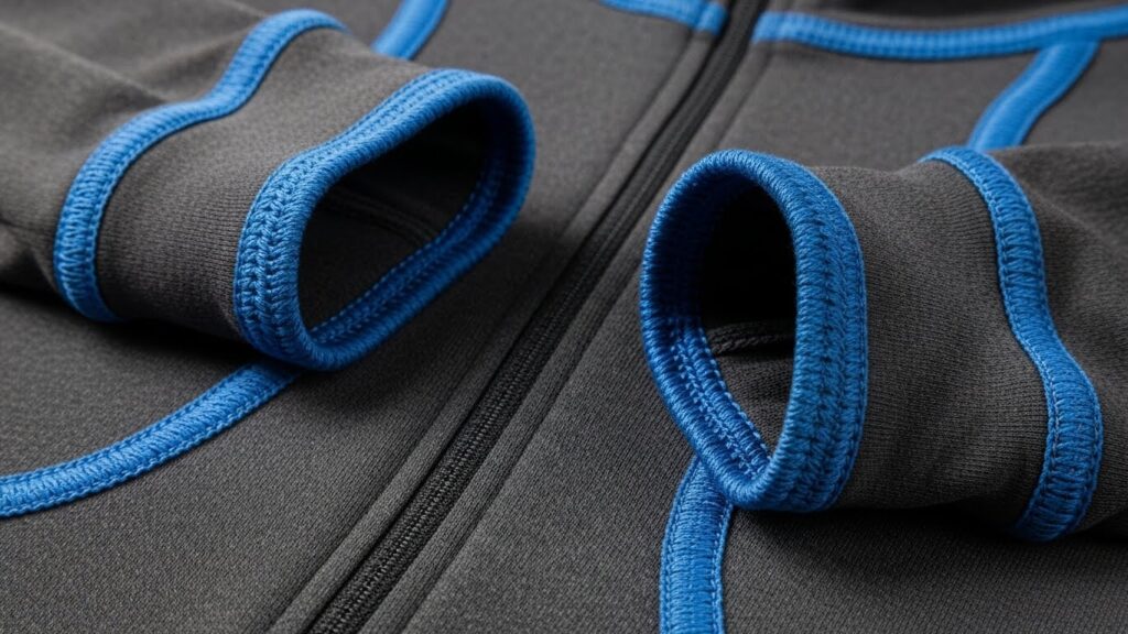 Flatlock stitching on durable sportswear for comfort and strength. Bushi Sports®, stitching types for durable sportswear