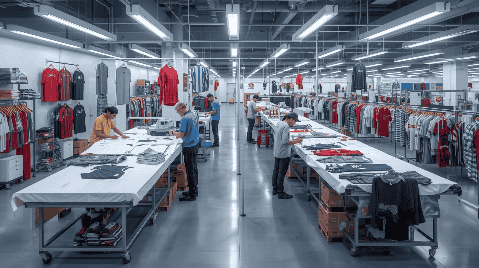 OEM ODM sportswear manufacturing process in a professional custom apparel factory