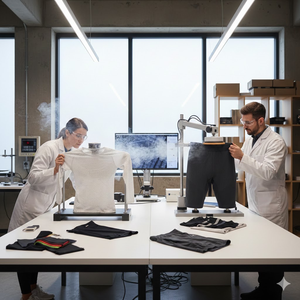 Breathability vs durability testing of sportswear fabrics in a manufacturing studio