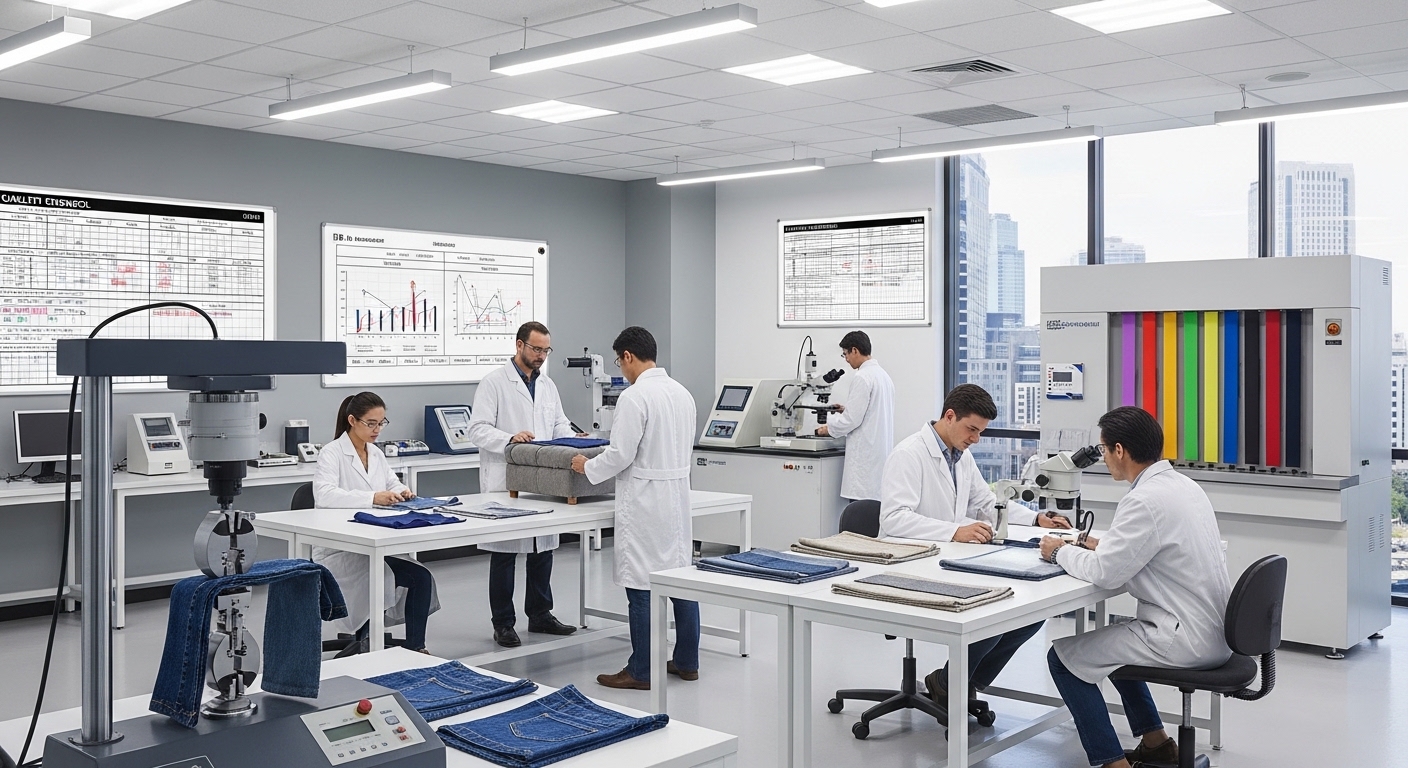 Fabric testing methods used by manufacturers in a textile quality control laboratory