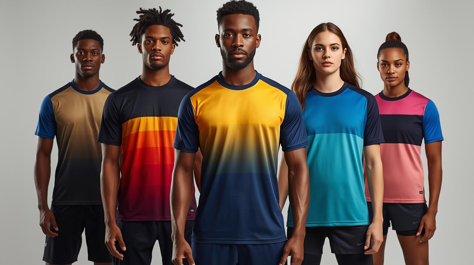 modern sports jerseys with bold colors and performance fabrics