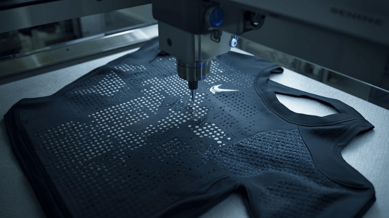 Laser-cut ventilation in sportswear performance apparel