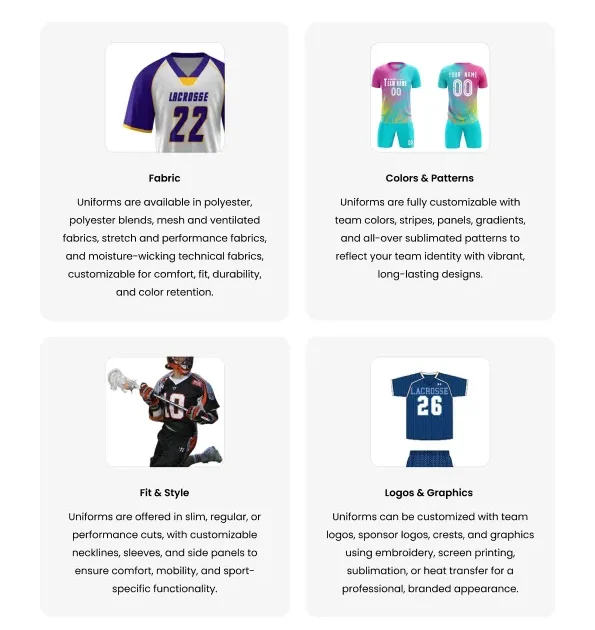 custom lacrosse uniform supplier OEM ODM sportswear manufacturer private label bulk