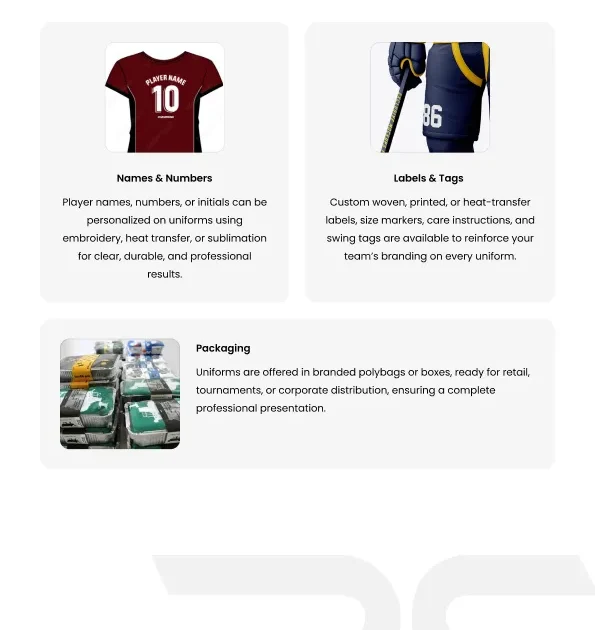 private label netball uniform supplier packaging labels OEM ODM apparel manufacturer