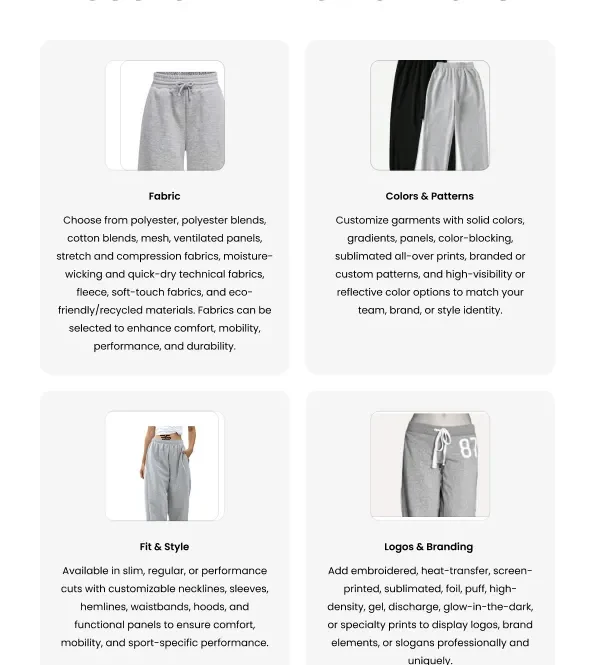 sweat pants customization logos sublimation custom teamwear bulk supplier activewear manufacturer