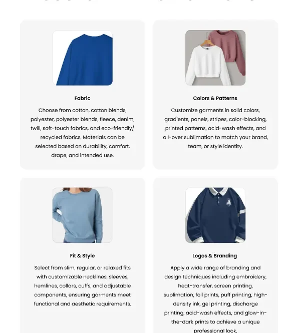 sweatshirts customization embroidery printing custom teamwear bulk supplier OEM apparel