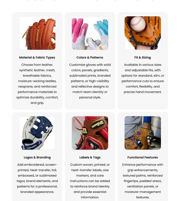 baseball gloves customization logos leather design custom teamwear bulk supplier activewear manufacturer