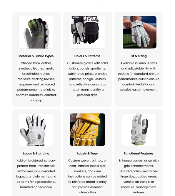 lacrosse gloves customization logos padding design custom teamwear bulk supplier activewear manufacturer