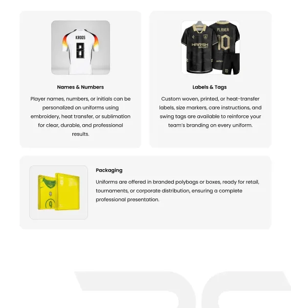 private label cricket uniform supplier custom names numbers labels packaging OEM apparel manufacturer