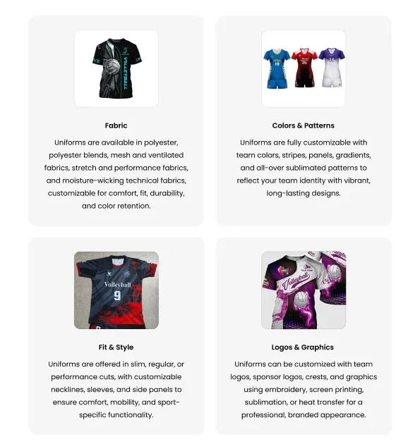 volleyball uniform customization colors logos sublimation custom sportswear bulk supplier