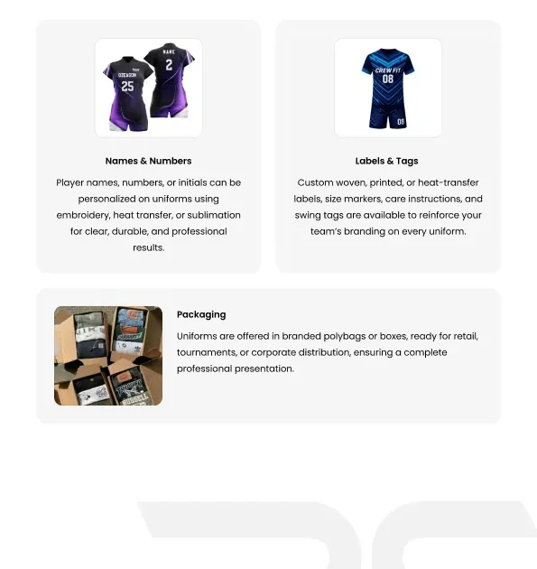 private label volleyball uniform supplier packaging labels OEM ODM apparel manufacturer