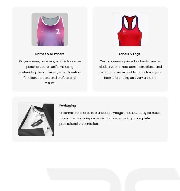 private label field hockey uniform supplier packaging labels OEM ODM apparel manufacturer