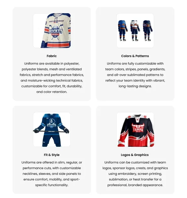 ice hockey uniform customization colors logos sublimation custom sportswear bulk supplier