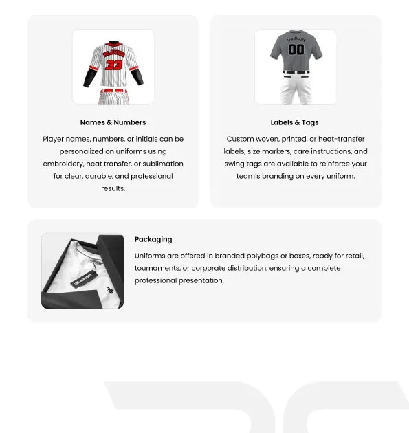 private label softball uniform supplier packaging labels OEM ODM apparel manufacturer